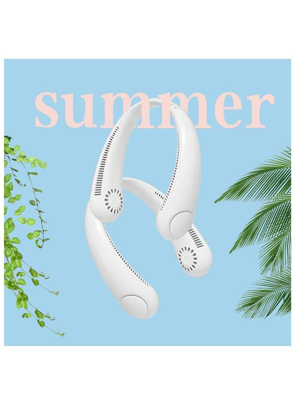 Xiuwoo Angle Adjustable Portable Hand-free Neck Fan with 3 Speeds for Both Outdoor & Indoor Use, White