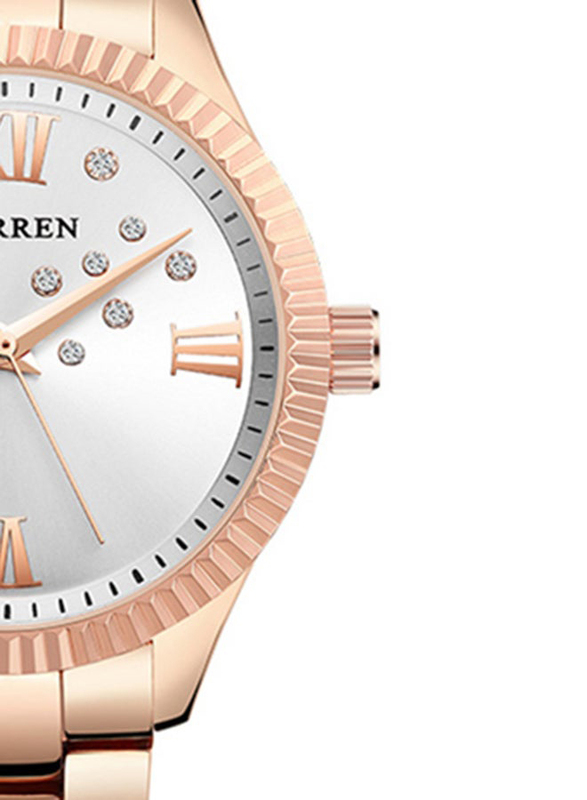 Curren Analog Watch for Women with Stainless Steel Band, Water Resistant, 9009, Rose Gold-Silver