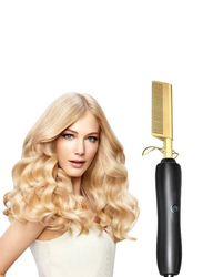 Arabest Electric Hot Comb Flat Iron Hair Straightening Brush, Gold/Black