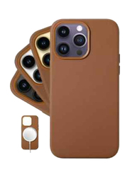 Olliwon Apple iPhone 14 Pro Max 6.7 Leather Smoothen Mobile Phone Case Cover with Magsafe, Brown