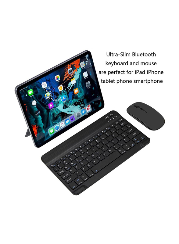 Gennext Ultra-Slim Rechargeable Portable Bluetooth English Keyboard and Mouse Combo, Black