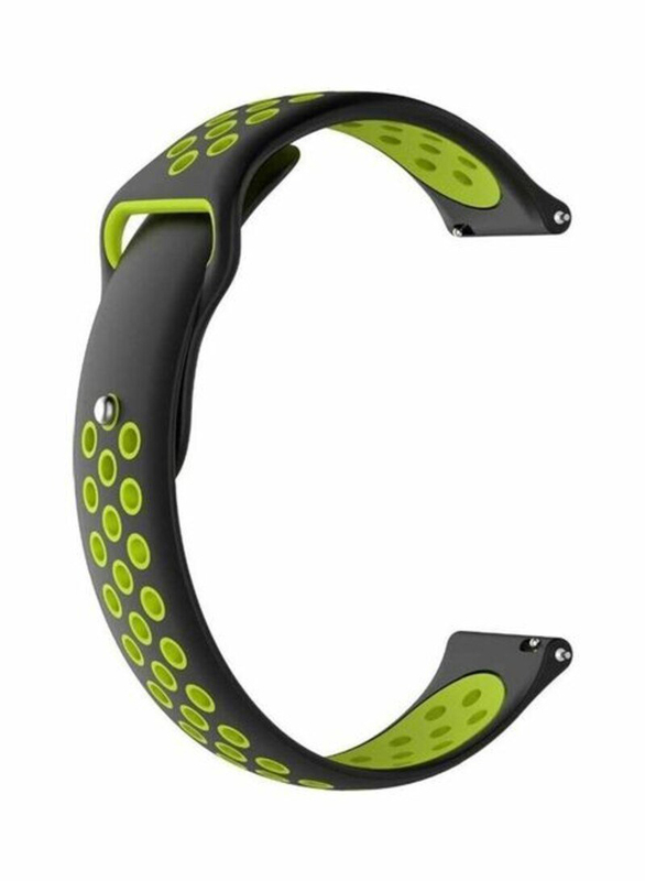 Silicone Dotted Replacement Band for Huawei Watch GT2 46mm, Black/Green