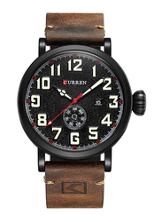 Curren Analog Watch for Men with Leather Band, M-8283-2, Brown-Black