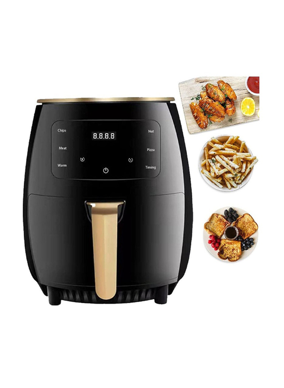 Silver Crest 6L Multifunctional Digital Electric Hot Air Fryer LCD Touch Screen Nonstick Basket, 2400W, Black