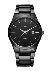 Curren Analog Watch for Men with Stainless Steel Band, Water Resistant, 8106, Black