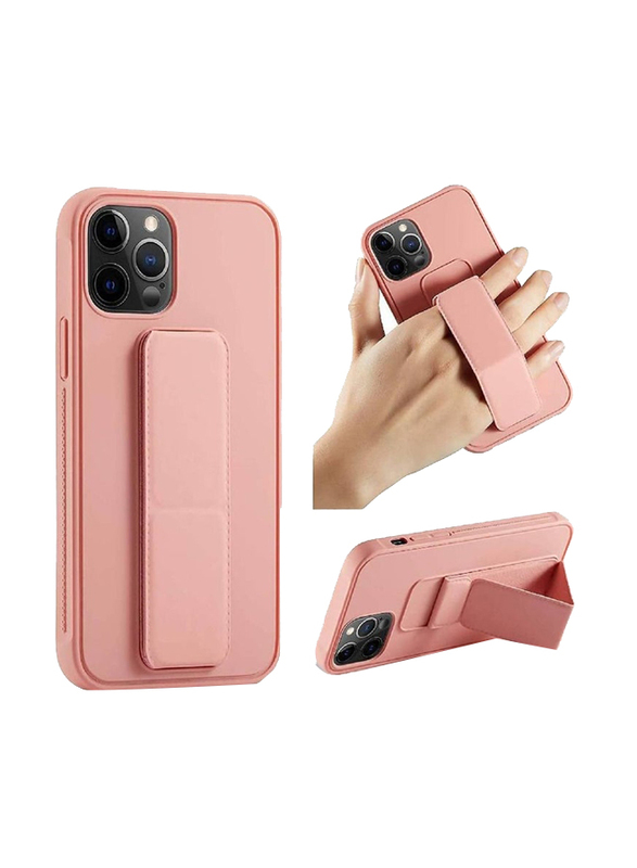 Apple iPhone 13 Pro Max Protective Silicone Mobile Phone Case Cover with Strap Supports Magnetic Car Mount, Pink