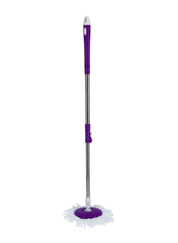 Royalford Easy 360 Degree Spinning Mop & Bucket Set with Extended Easy Press Stainless Steel Handle & Easy Wring Dryer Basket for Home, Kitchen & Floor Cleaning, Rf9443, Purple/White