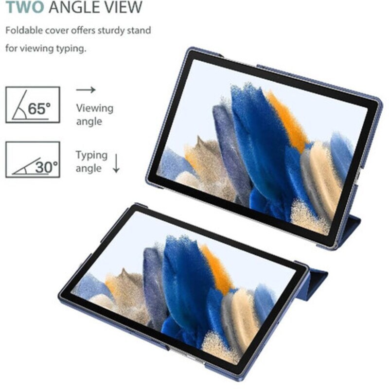 Hyx Samsung Galaxy Tab A8 10.5 Inch Translucent Back Tri-Fold Stand Protective Tablet Flip Case Cover with S Pen Holder, Blue