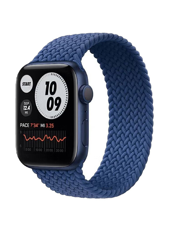 Braided Solo Loop Watch Band for Apple Watch Series 7 45mm, Blue