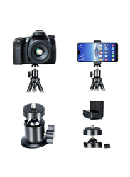 Flexible and Adjustable 360° Rotating Mini Cell Phone Tripod Stand Holder with Wireless Remote and Universal Clip, Black