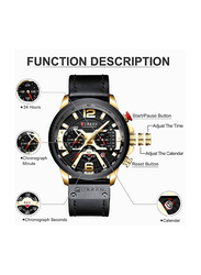 Curren Analog Watch for Men with Leather Band, Water Resistant, N847465522A, Black-Black