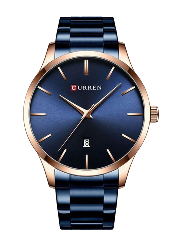 Curren Analog Watch for Men with Metal Band, Water Resistant, J4266BL-KM, Blue