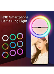 Mini Clip-on Smartphone Selfie Ring RGB LED Light Beauty Lamp Built-in Rechargeable Battery For Smartphones, White