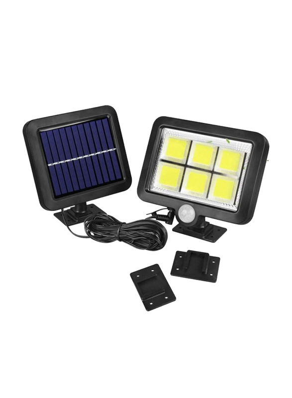 HS-8022 Solar Sensor Powered Exterior Security Light Fixture with Remote Control, Black
