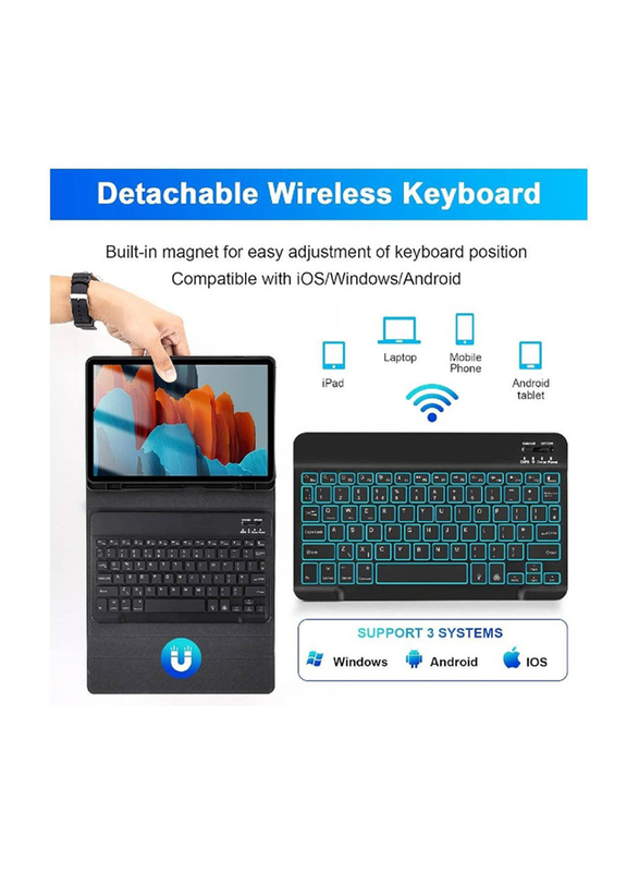 Dux Ducis Detachable Backlit Slim Keyboard Case for Samsung Galaxy Tab S8 SM-X700/X706 2022/Tab S7 SM-T870/T875/T876 2020 11 inch, Black