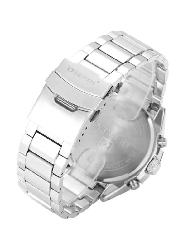 Curren Analog Watch for Men with Stainless Steel Band, Water Resistant, 8021, Silver-White