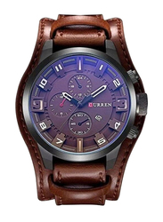 Curren Analog Watch for Men with Leather Band, Water Resistant, WT-CU-8225-BR, Brown