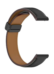 Perfii Genuine Cow Leather Watch Strap 22mm Folding Buckle Wristband for Huawei Watch 4 Pro/Watch 4/Watch 3/Watch 3 Pro, Black