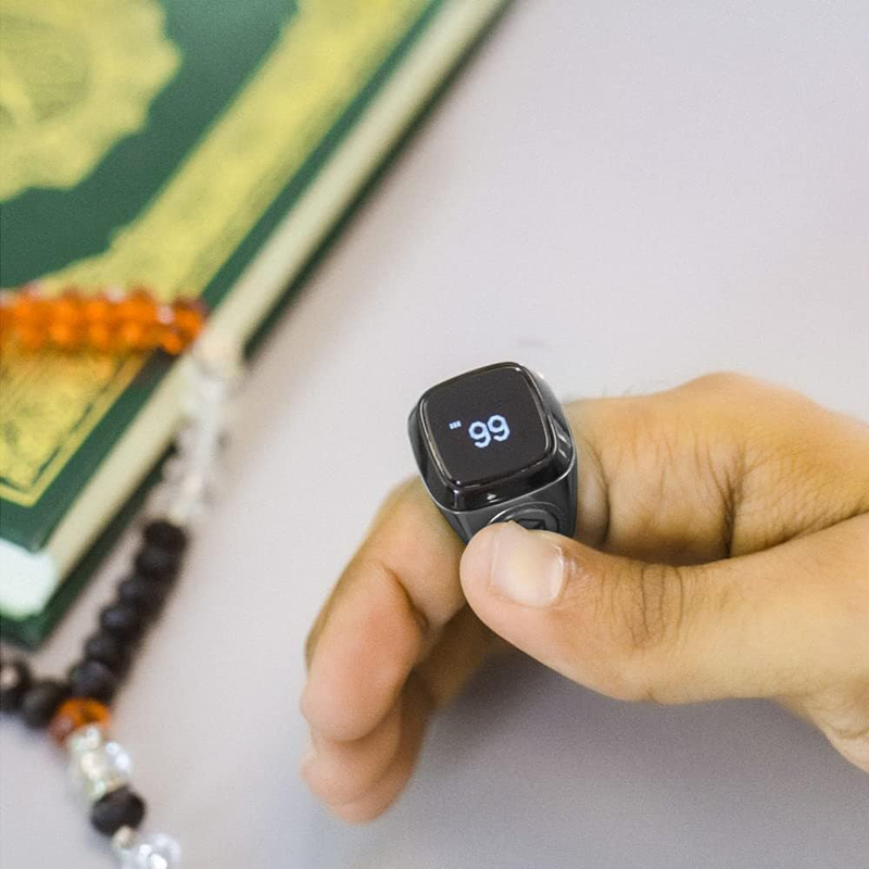 Zikr 22mm Smart Tasbih Lite Ring, Muslim Prayer, Prayer timing reminder, OLED Display Tasbeeh Counter, Smart Ring Dhikr, Waterproof, Space Grey