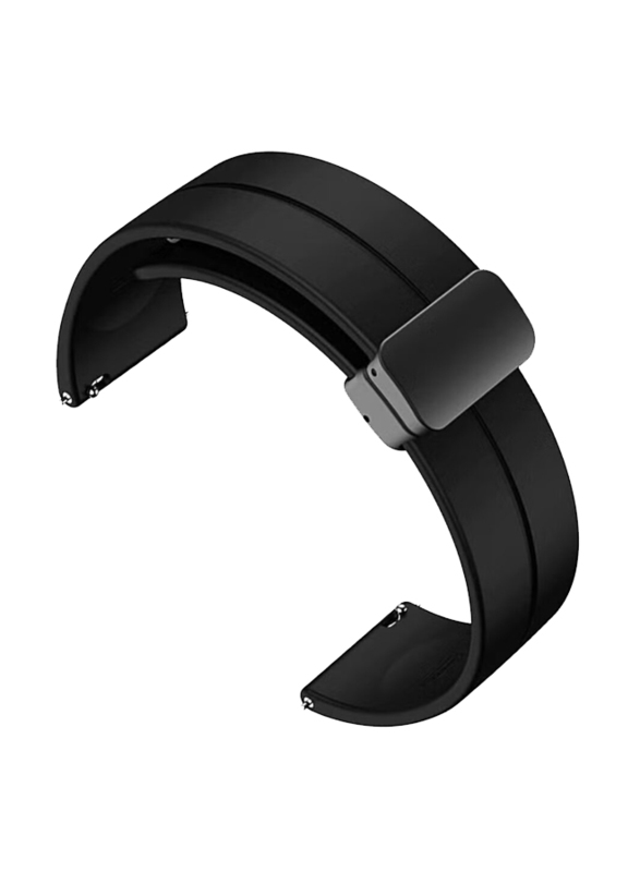 Perfii Replacement Silicone Watch Strap 22mm Magnetic Folding Buckle Wristband for Xiaomi Mi Watch Revolve, Black