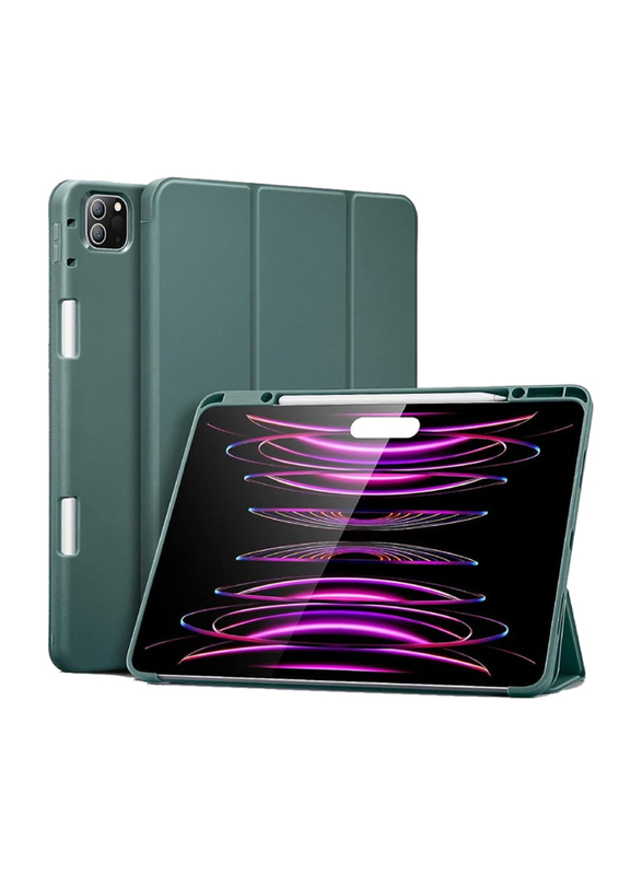 Dux Ducis Apple iPad Pro 12.9-inch 6th/5th Gen 2022/2021 Protective Trifold Stand Auto Sleep/Wake Flexible Back Case Cover, Green