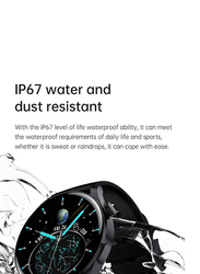 46mm Sports Smartwatch with HD Screen, Bluetooth Calling, Heart Rate & Body Temperature Monitoring for Android & iPhone, Black