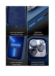 Olliwon Apple iPhone 14 Pro Max Protective Leather Smoothen and Soften with Magsafe Mobile Phone Case Cover, Blue