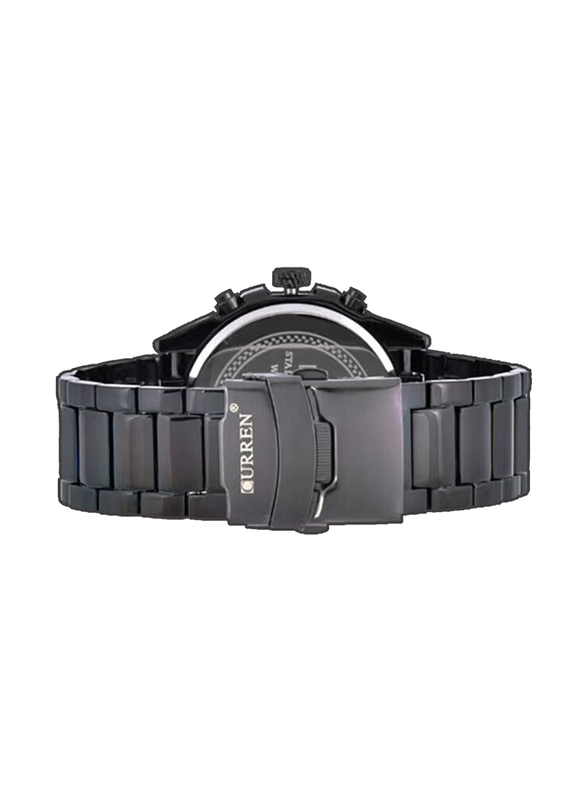 Curren Analog Watch for Men with Stainless Steel Band, Water Resistant, WT-CU-8021-B, Black
