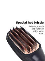 2-in-1 Professional Hair Dryer Brush Negative Ion Blow Dryer Straightening Brush Hot Air Styling Comb, Black