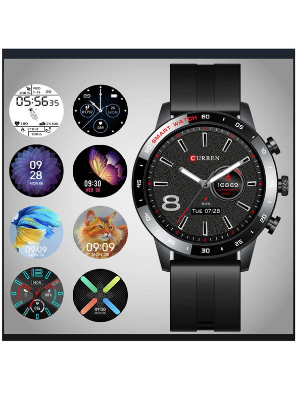 Curren 1.3 Inch Big Screen Retina HD with Long Standby Fitness Sports Touch Smartwatch, Black