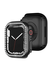 iWatch Protective PC Bling Diamond Crystal Frame Case Cover for Women Girl Series 7 45mm, Black