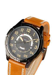 Curren Analog Stylish Watch for Men with Leather Band, Water Resistant, 8267, Brown-Black