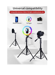 Jmary Multi-functional Adjustable Portable Camera Tripod Cell Phone Holder Floor Stand For Live Streaming, KP-2206, Black