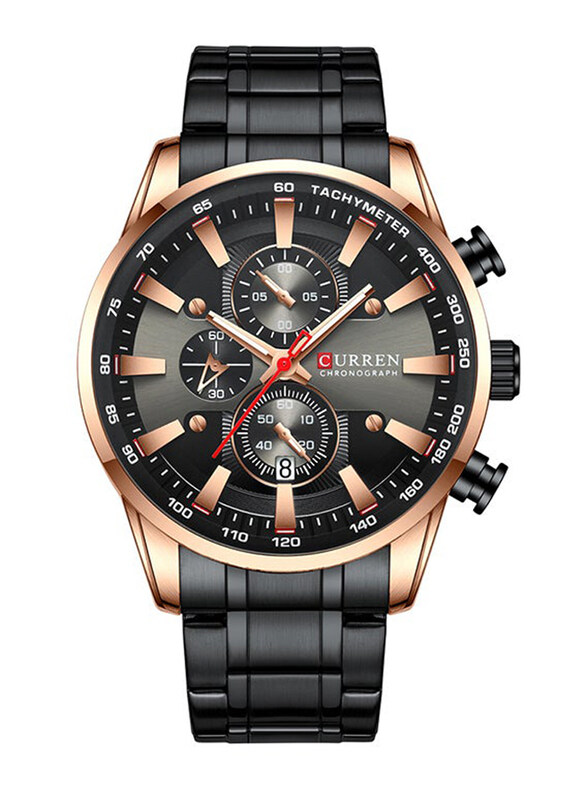 

Curren Analog Watch for Men with Stainless Steel Band, Chronograph, J4223B-RG, Black