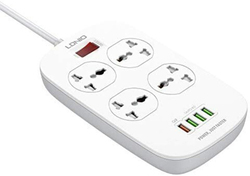 Ldnio 4 USB with 1 Port Qc3.0 4 Ways UK Outlet Power Strip Extension Cords, White