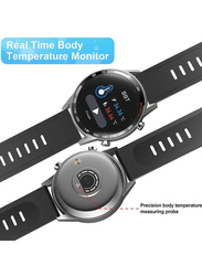 Heart Rate Blood Pressure Monitor Step Counter Sleep Tracker IP67 Waterproof 46mm Smartwatch, Black