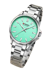 Curren Analog Watch for Women with Stainless Steel Band, Water Resistant, Silver-Green