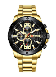 Curren Analog Watch for Men with Stainless Steel Band, J4006G-KM, Gold-Black