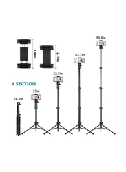 Extendable Selfie Stick Tripod Stand with Bluetooth Remote for iPhone and Android Phone, Black