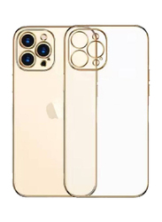 Apple iPhone 13 Pro Max Aluminum Alloy Frame Anti-Fall Mobile Phone Back Case Cover, Gold/Clear