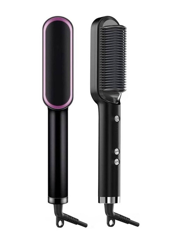 

Xiuwoo Hair Straightener Brush With Built In Comb, Black