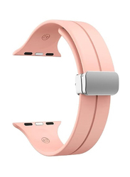 Perfii Replacement Soft Silicone Magnetic Buckle Sport Band for Apple Watch 42mm/44mm/45mm/49mm, Pink