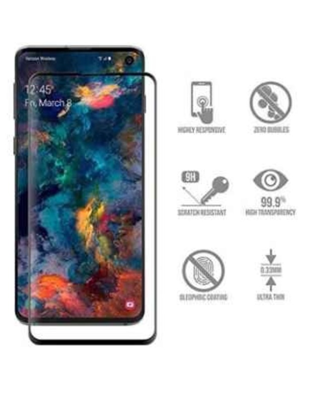 Samsung Galaxy S10 Tempered Glass Screen Protector, Black/Clear