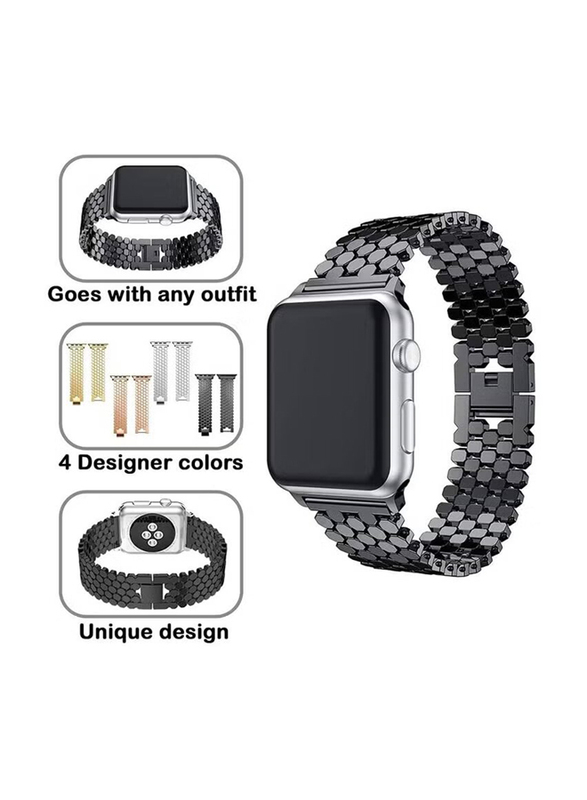 Stainless Steel Band For Apple Watch Band 42mm 44mm 45mm, iWatch Series 7/6/5/4/3/2/1/SE, Black