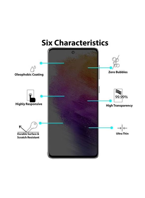 Samsung Galaxy M52 5G Anti Scratch Bubble Free Privacy Tempered Glass Screen Protector, Black