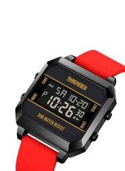 SKMEI Digital Unisex Watch with Polyurethane Band, Water Resistant, 1848, Red-Black