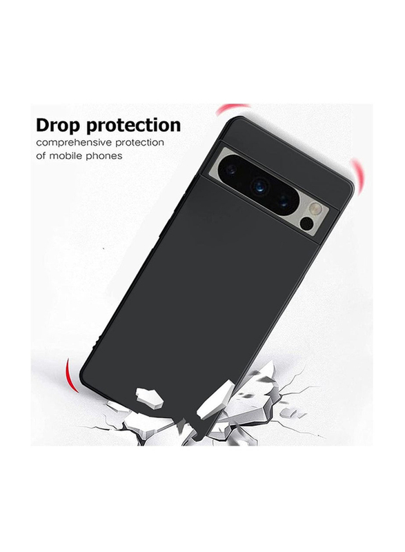 Olliwon Google Pixel 8 Pro Protective Flexible Silicone TPU Slim Ultra Mobile Phone Back Case Cover, Black