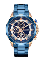 Curren Analog Watch for Men with Stainless Steel Band, Water Resistant, J4172RBL-KM, Blue