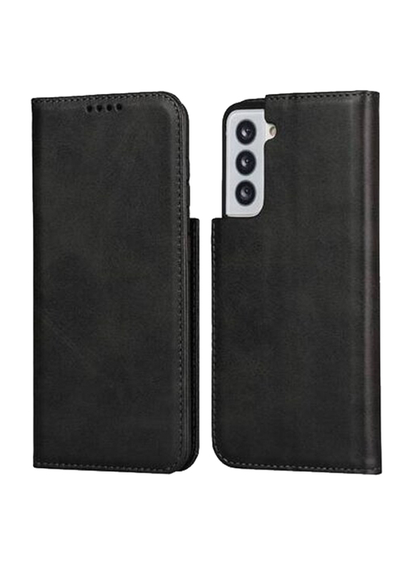 Samsung Galaxy S21 Plus 5G Leather Folio Flip Mobile Phone Case Cover, Black