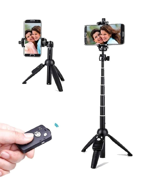 Portable 40-inch Aluminium Alloy Selfie Stick Phone Tripod with Wireless Remote Shutter, Black